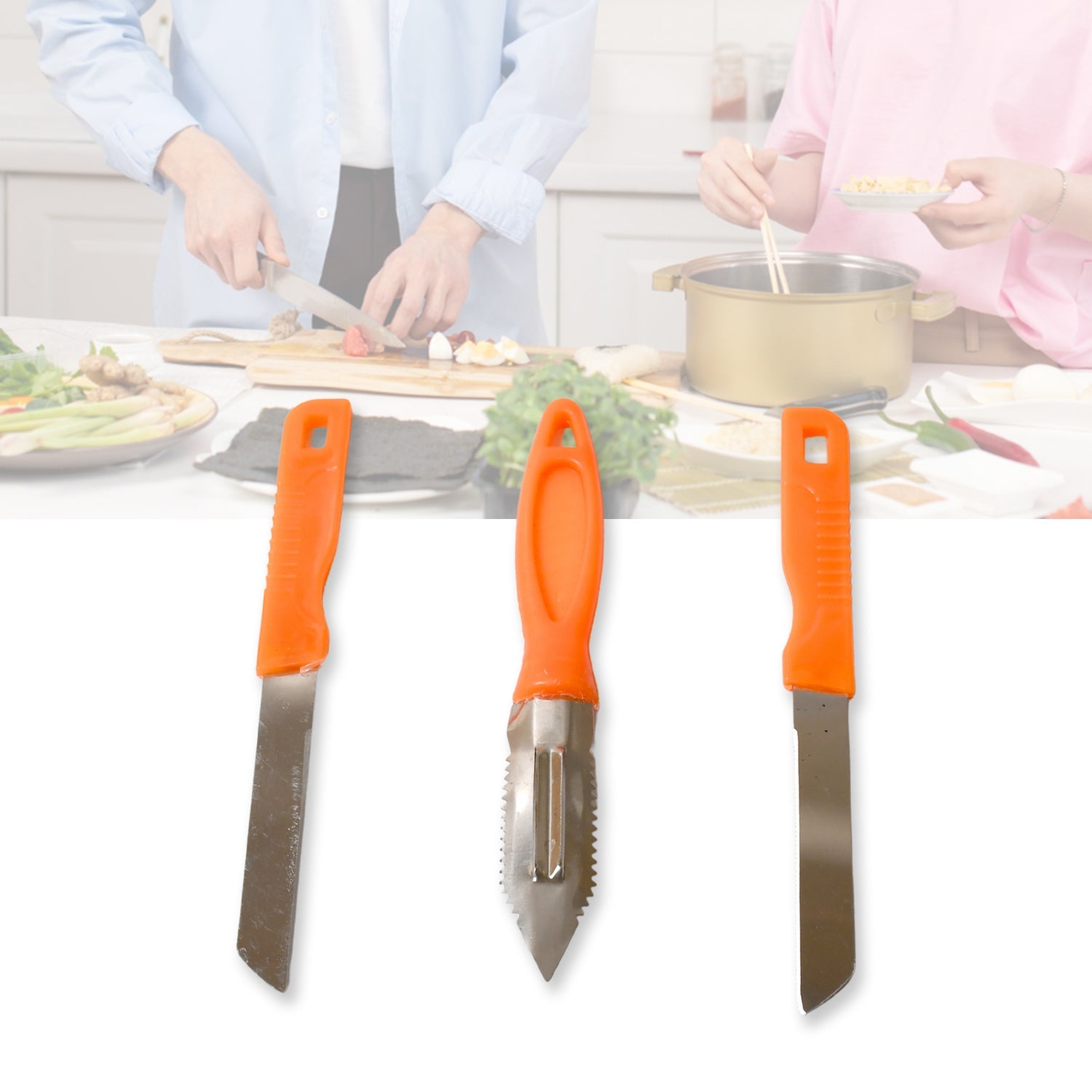 3in1 Multipurpose Stainless Steel Classic Kitchen Knife Set of 3 for Fruits and Vegetable Chopping / Cutting / Peeling, Kitchen Knife / Vegetable Peeler / Plain Knife 3in1 Multipurpose Stainless Steel Classic Kitchen Knife Set of 3 for Fruits and Vegetable Chopping / Cutting / Peeling, Kitchen Knife / Vegetable Peeler / Plain Knife